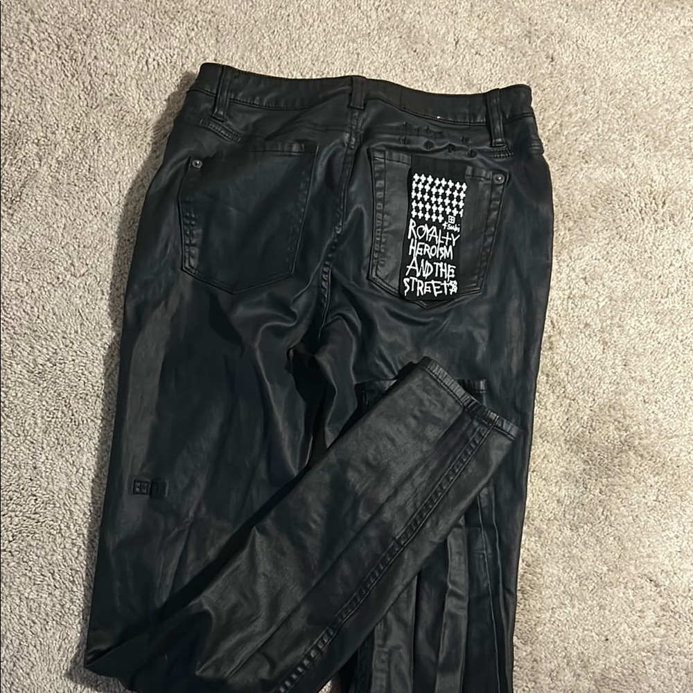 Black Faux Leather Ksubi Jeans